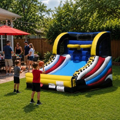 9Lx10Wx8H Compact Inflatable Hoop Shot Interactive Game With 1 HP Blower