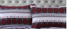 Tribeca Living Heavy Flannel Standard PILLOWCASES Set 2 Stripes/Snowflakes New