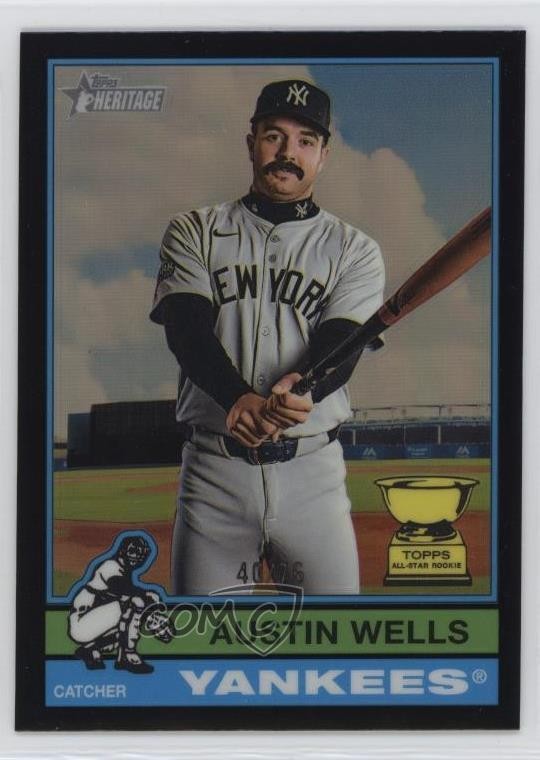 2025 Topps Heritage High Number SP Chrome Black Border 40/76 Austin Wells 6q5