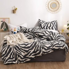 Zebra Duvet Cover Set Queen 100 Cotton Black and White Animal Print Bedding 1