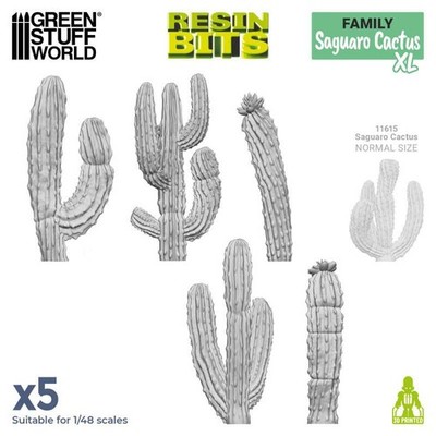 Green Stuff World Saguaro Kaktus XL Set (5) 3D printed Saguaro Cactus XL Set