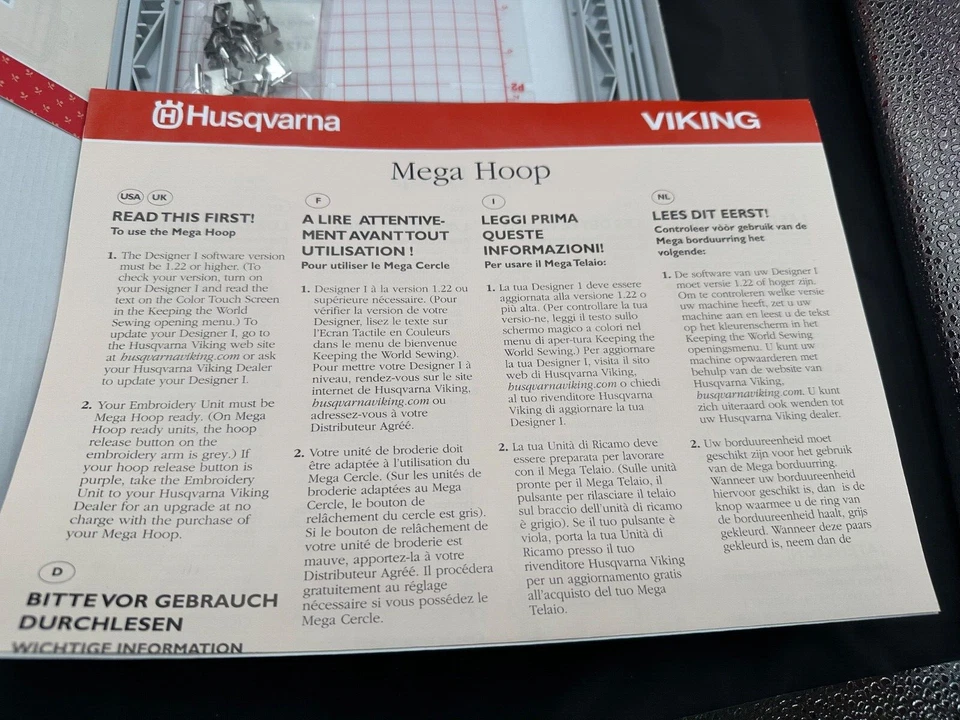 Husqvarna Viking Mega Embroidery Hoop Designer I/II 14.2x 6" 360x150mm Complete - Image 4 of 4