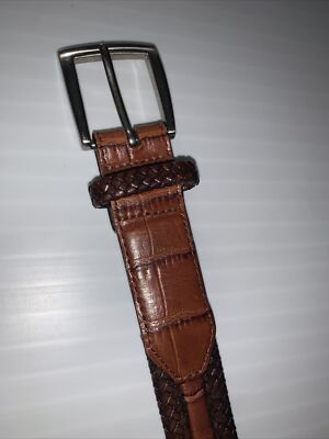 Brighton Leather Belt Brown Braided Leather Silver Buckle | eBay display picture 1