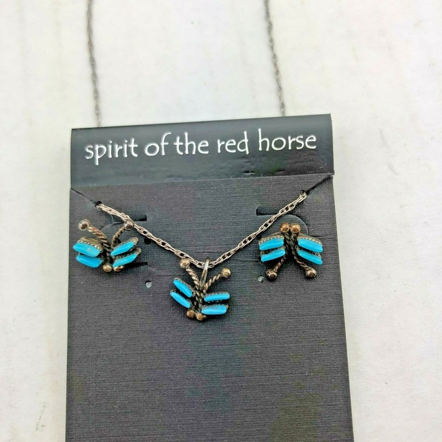 Spirit of Red Horse Dragonfly Turquoise Necklace and