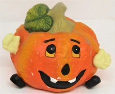 Halloween Pumpkin, Ceramic Funny Face, 6" X 4".