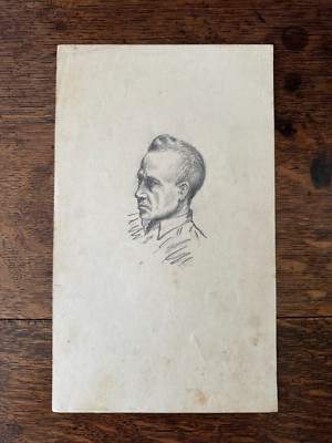 Early Hand Drawn Facial Study Paper Pencil 1930s Man Face Ashcan Americana 11x7