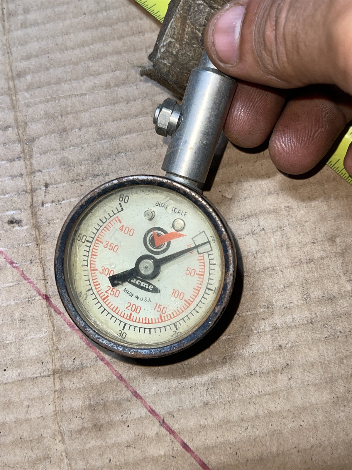 Vintage ACME Dual Scale Tire Pressure Gauge Made USA Air PSI eBay