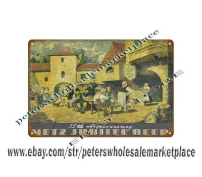 1930s METZ BEER metal tin sign garage decor ideas