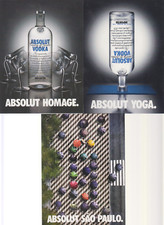 3 VERSCHIEDENE ABSOLUT  VODKA KARTEN  - WERBEPOSTKARTE AUS BRASILIEN   ( BR 4  )