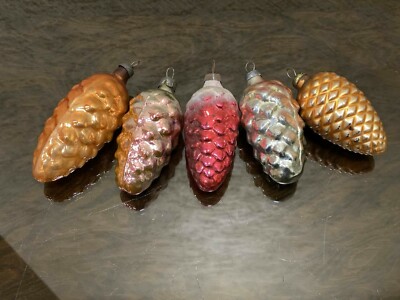 Set of 5 psc Vintage Rare XMAS Decor CHRISTMAS Glass Ornament USSR 1960s  59