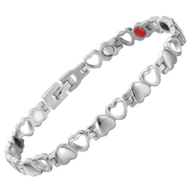 Heart Silver Magnetic Bracelet Women Energy Balance Power Health Bracelet Joy RX