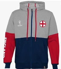 Outerstuff Men's FIFA World Cup Zip Up Hoodie, England, Large NWT