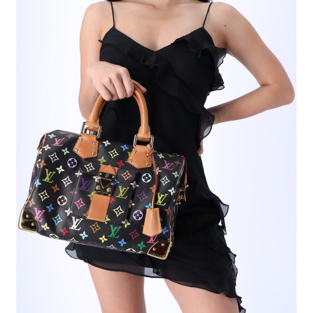 Louis Vuitton Black Monogram Multicolor Speedy 30 Top Zip Louis Vuitton Black Monogram Multicolor Speedy 30 Top Zip