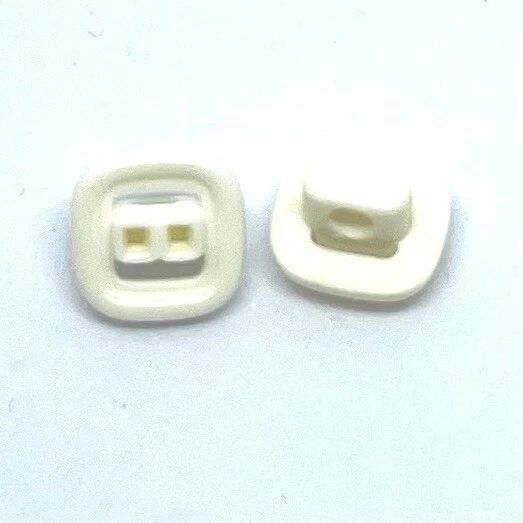 10pcs X 10mm Off White Square Rounded Edge Cut Out Shank Buttons - Image 2 of 4