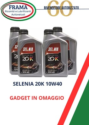 Kit 4 Lt ENGINE OIL PETRONAS SELENIA 20K SAE 10W40 ACEA A3 API SL/CF
