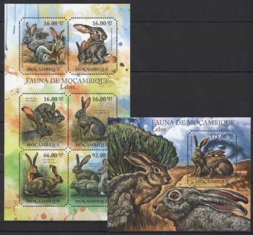 Rabbits, Farm Animals, Odd Shape, Mozambique 2011 MNH MS+SS