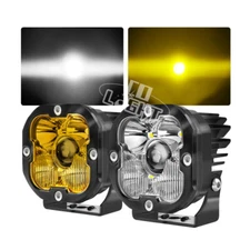 2x 3" Laser LED Work Lights White Amber Combo Pods Offroad 4WD UTV Driving Lamp