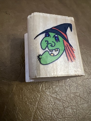 1994 Noteworthy Halloween Rubber Stamp Witch Face Mini Stamp - Picture 2 of 6