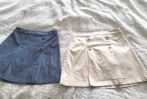 2 Old Navy Girls Uniform Pleated Twill Skort Skirts Khaki and Navy Size xxl 18