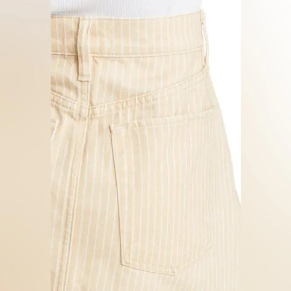 Falda de mezclilla con marco para mujer a rayas talla 29 blanca tostada tiro alto dobladillo crudo NUEVA SIN ETIQUETAS Foto 3 de 4