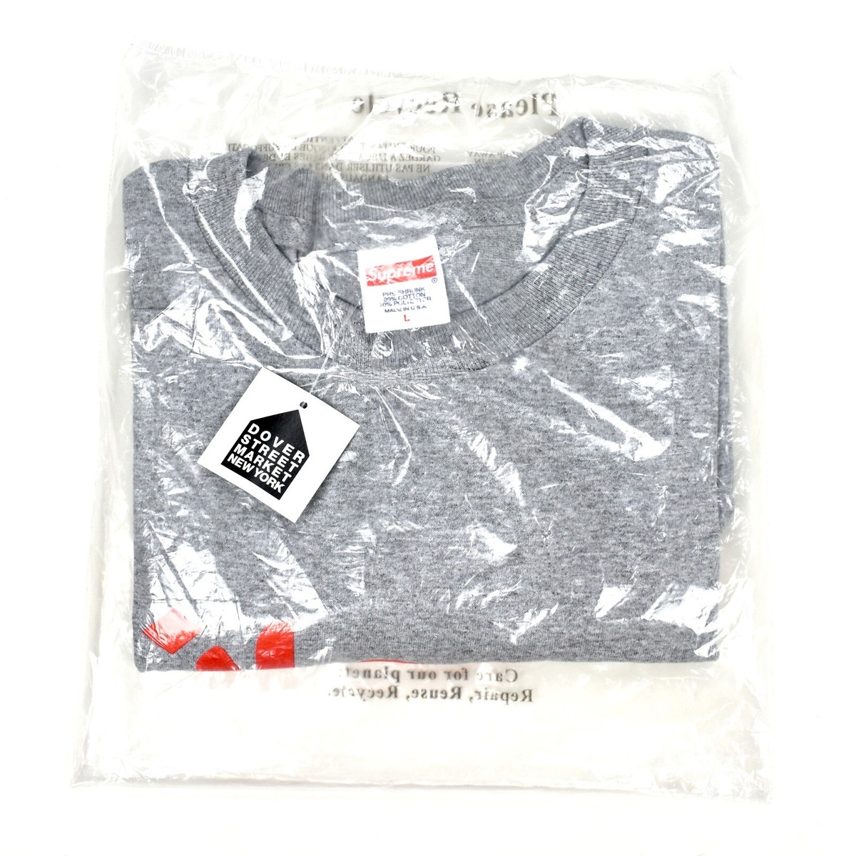 NWT Supreme Arabic Logo T-Shirt Gray Red Crewneck Men's L S NWT Supreme Arabic Logo T-Shirt Gray Red Crewneck Men's L S
