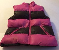 Girls Puffy Vest The Children's Place Brown Pink Reversible Winter Fall XS 4