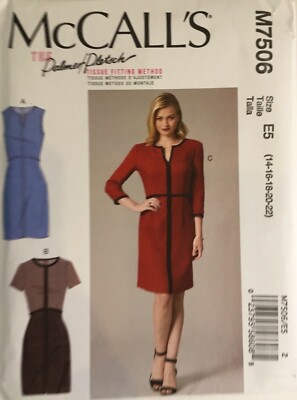 McCalls 7506 Viertelteil Blockkleid Kerbe PLUS Damen neu ungeschnittenes Muster