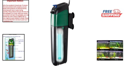 Filtro compacto para acuario: vuelve transparente el agua verde para tanques de hasta 75 galones - Imagen 2 de 8