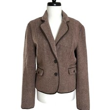 Quicksilver Blazer Womens S Brown Wool Herringbone Jacket Preppy 90s Y2k Vtg 