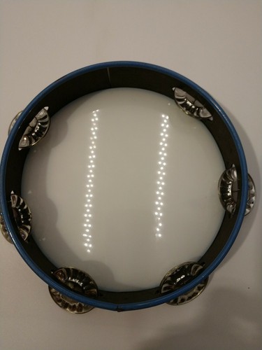Tambourine Percussion Musical Instrument 7 Inches Blue Silvertone - Picture 1 of 6