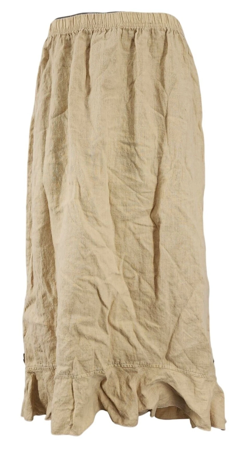 Vintage Women's Donna 100% Linen Long Maxi Skirt Bottom Ruffle Large USA Made