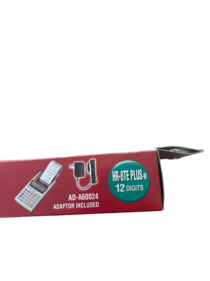 Casio HR-8TE Plus-W 12-Digit Display Portable Printer AD-A60024 Adding Machine - Image 3 of 3