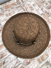 WOMEN'S ONE SIZE Wide Brim Ladies BROWN 100% Natural Fiber A.Brod Bucket Hat