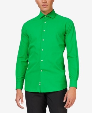 Opposuits Men Modern fit Dress Shirt Large 165 in Green Solid 3090₽