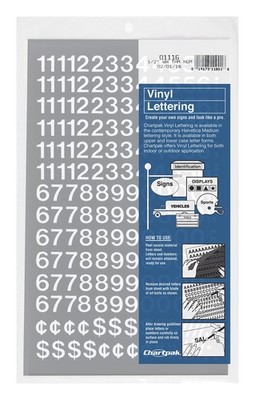 Chartpak Self-Adhesive Vinyl Numbers, 1/2 Inch 210 Count (Pack of 1), White