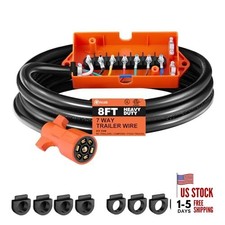 7 Way Trailer Plug Cord Wiring Harness with Junction Box,Heavy Duty 8 FT