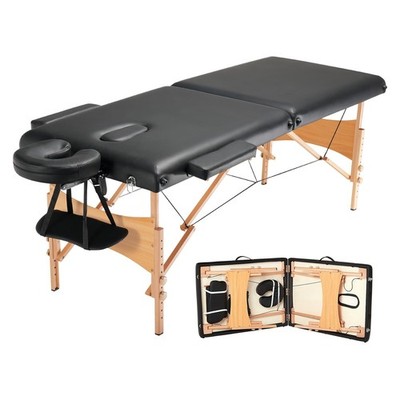 VEVOR Portable 2-Fold Massage Table 28'' Wide with Headrest & Bag