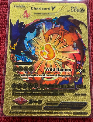 V Evolution Golden Foil Charizard HP508, Wild Flames 500K. (1602