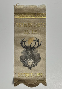 1893 BPOE Elks Reading Lodge No. 115 Detroit MI 5.25"H Ribbon