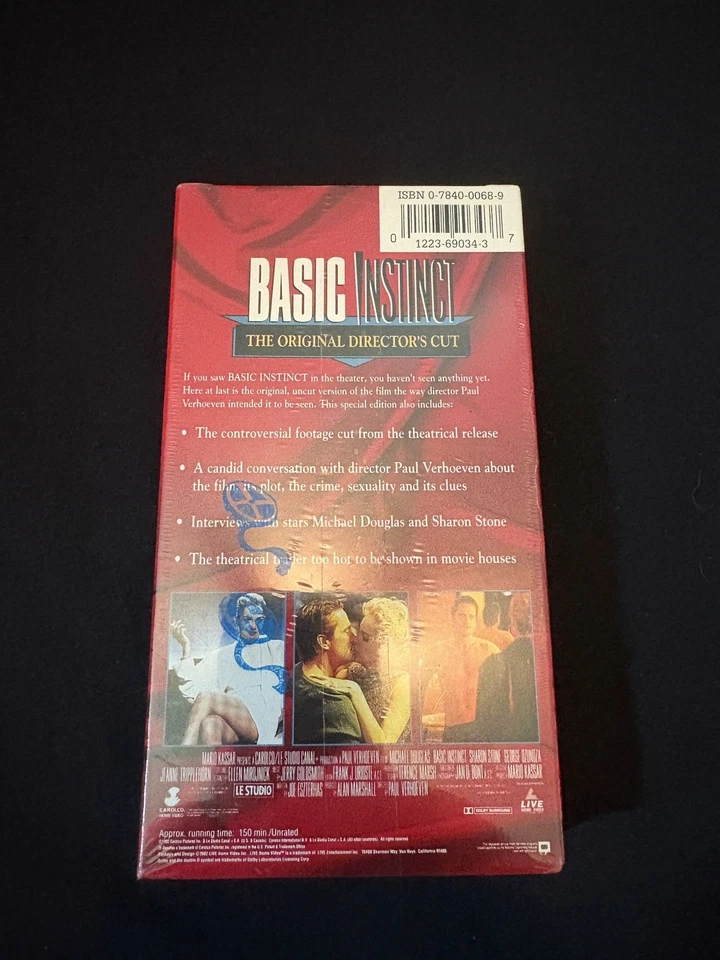 Basic Instinct (VHS, 1992, Widescreen) Michael Douglas, Sharon Stone Sealed New  - Image 2 of 2