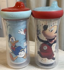  2 The First Years Minnie Mouse Donald Duck Insulated Sippy Cups Toddler EUC