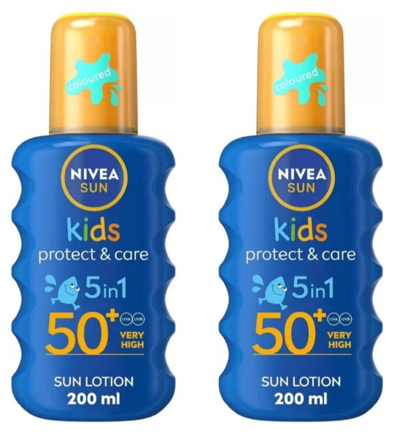 2x Nivea Sun Kids - Protect & Care SPF 50+ Sun SPRAY | 5in1 Protection - 200ml