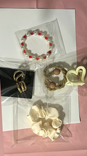 Hair Accessory Set Lot: Satin Scrunchie, Heart Claw Clip, Beaded Hair Tie