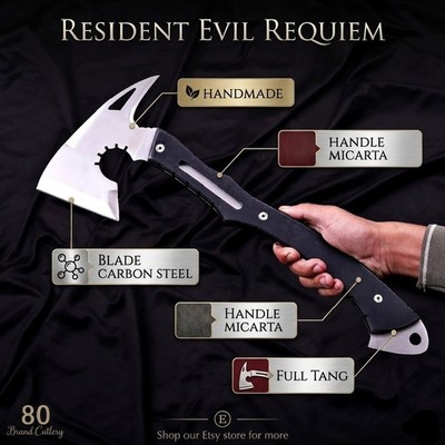 Resident Evil RE9 Axe Replica   Leon Kennedy Full Tang Hatchet Collectible