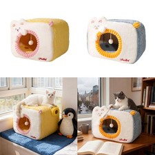 Niche-chat lavable avec balle suspendue, idéale pour chiots, chiens et