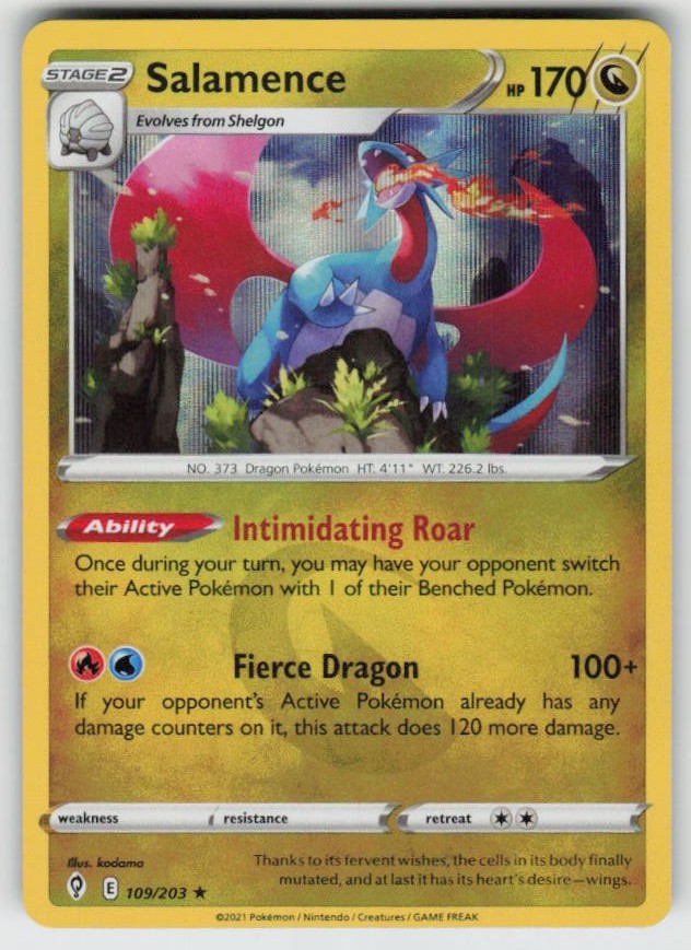 GGC - 3 Holo Salamence 109/203 Holo Rare SWSH07: Evolving Skies