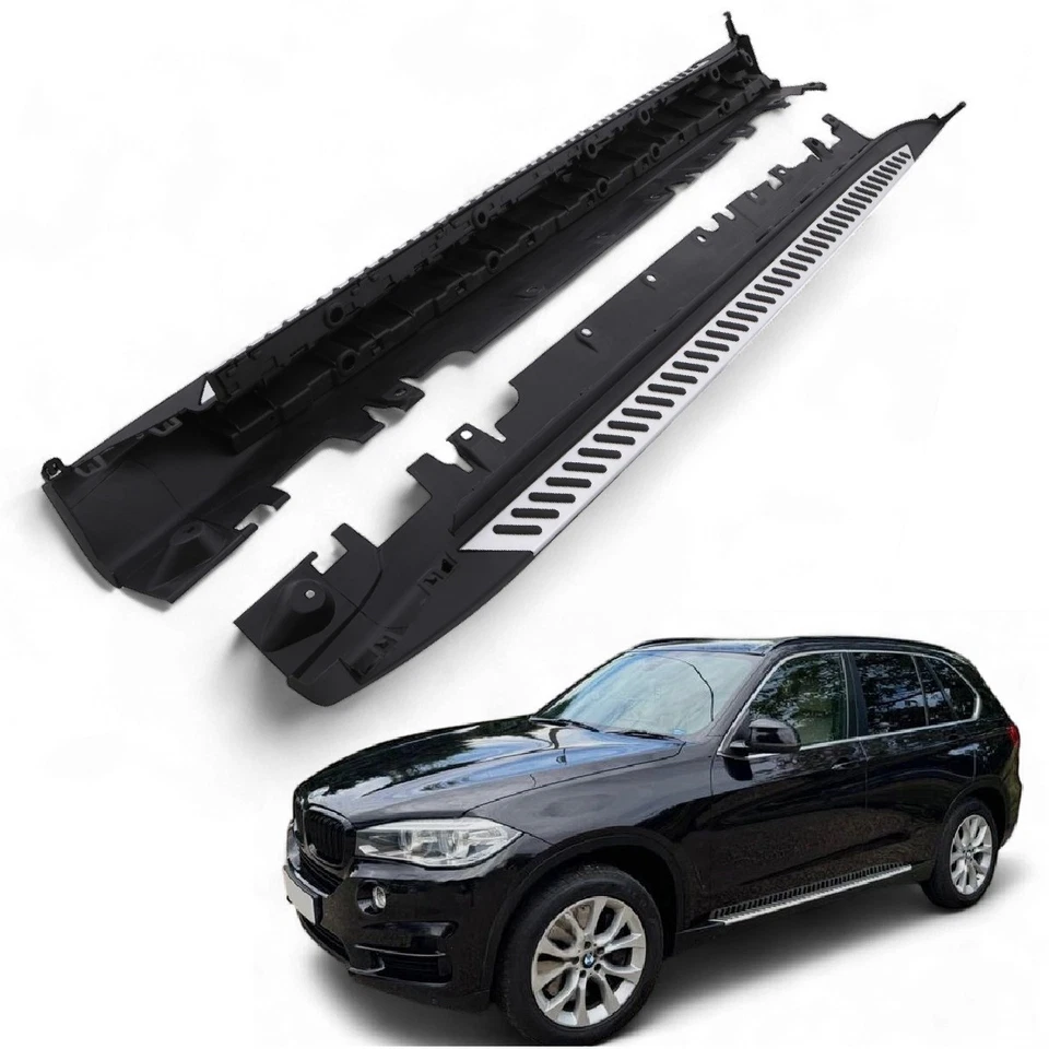 BLACK RUNNING BOARD SIDE STEPS FOOT RAILS OEM STYLE FOR BMW X5 F15 14-18 - Image 4 of 4