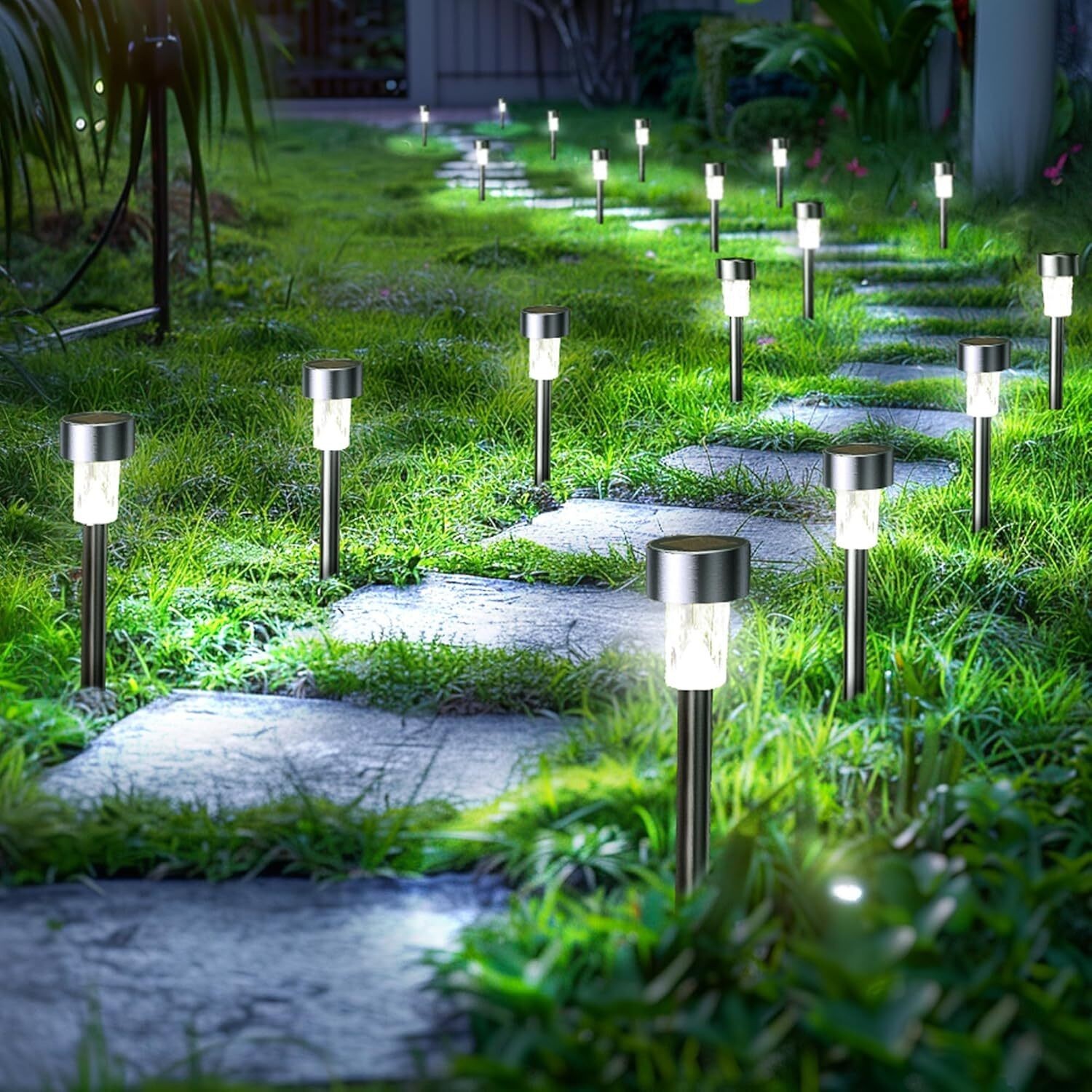 24 Pack Solar Path Lights Garden Light Outdoor Waterproof Driveway Pathway Patio