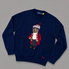 POLO RALPH LAUREN Navy Bear Sweater Holiday Limited Men s Size Small - NWT