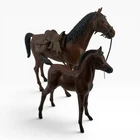 Vintage Marx Thunderbolt Thundercolt Bay Dark Brown Horse Pair w/Tack Set (STj)